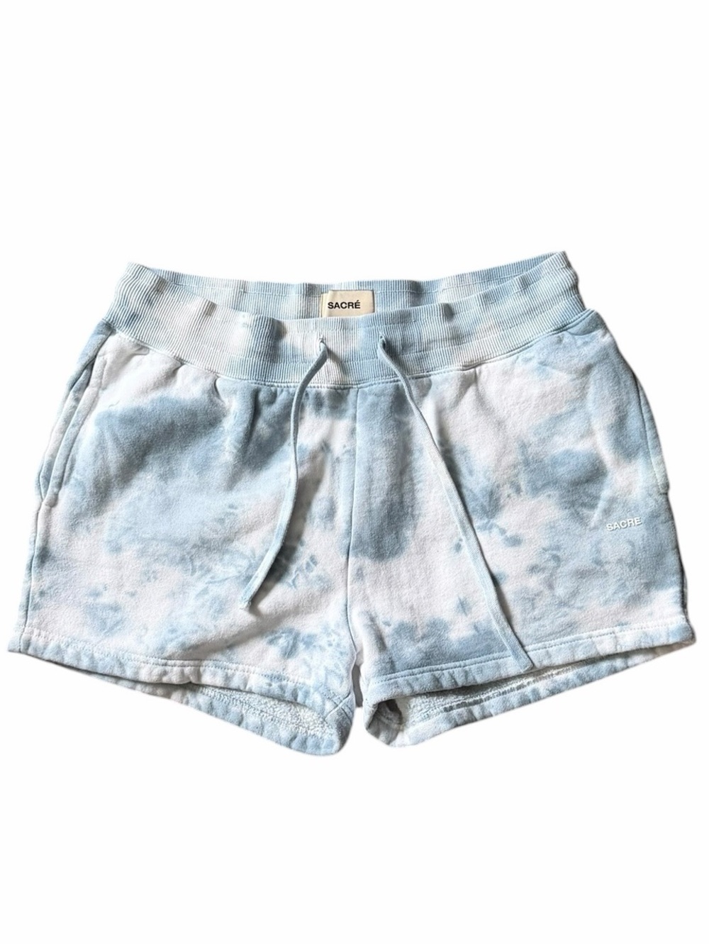 Women's Sacré Tie-Dye Athletic Shorts Size M Blue and White